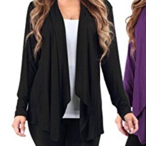 Black Open Front Drape Front Cardigan